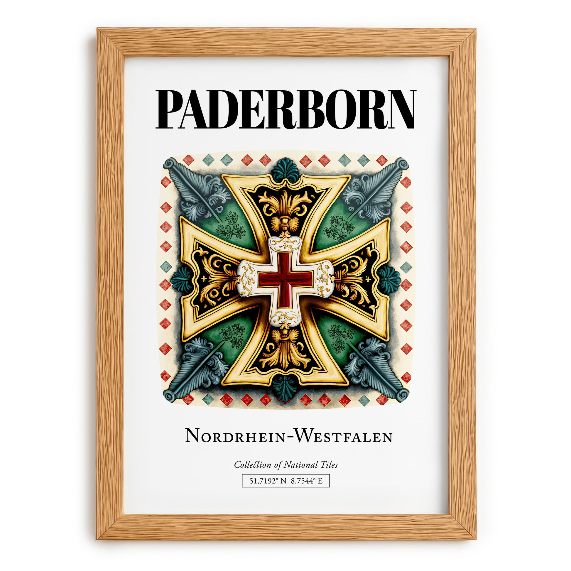 Paderborn, Germany – Country Culture Poster, set in oak frame
