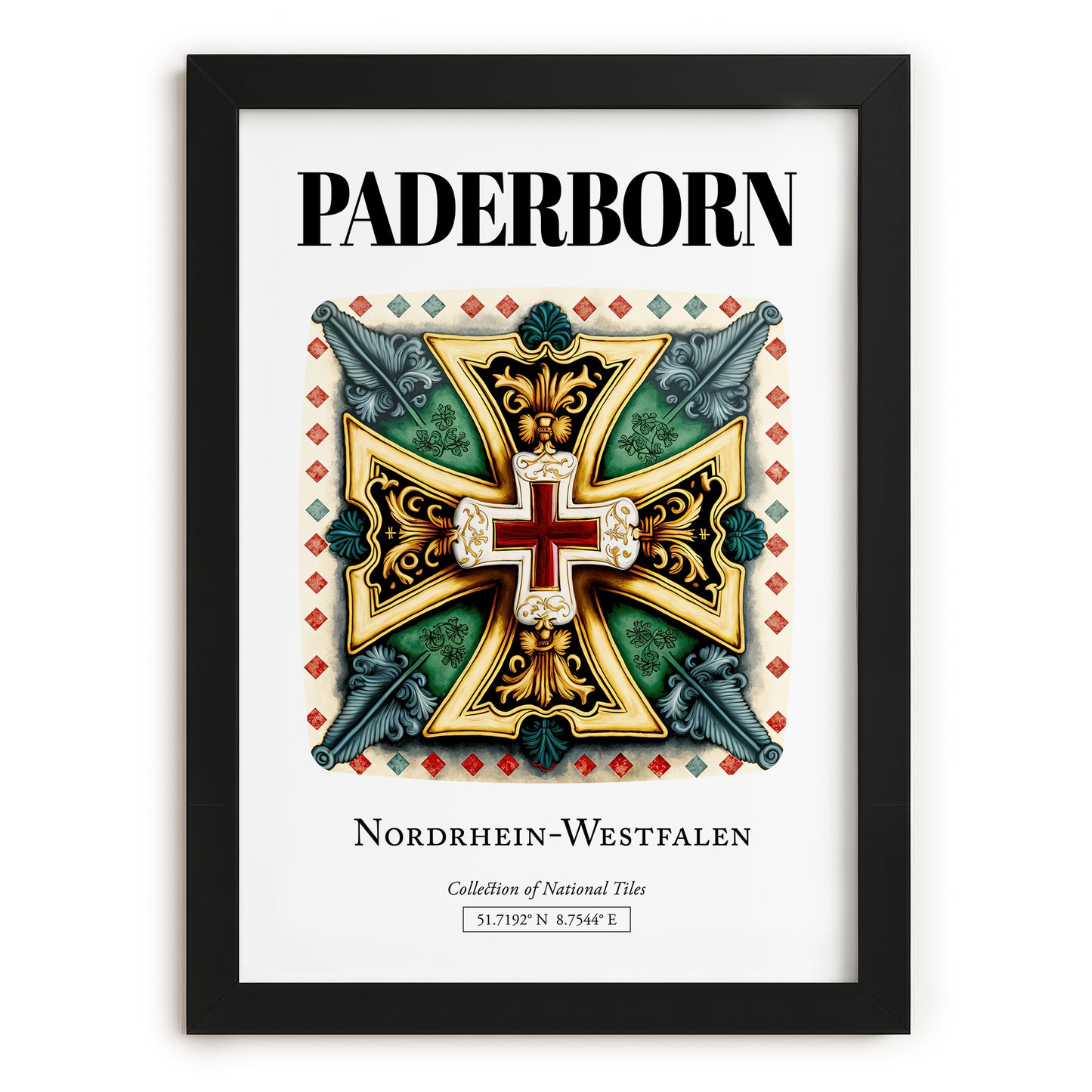 Paderborn, Germany – Country Culture Poster, in sleek black frame