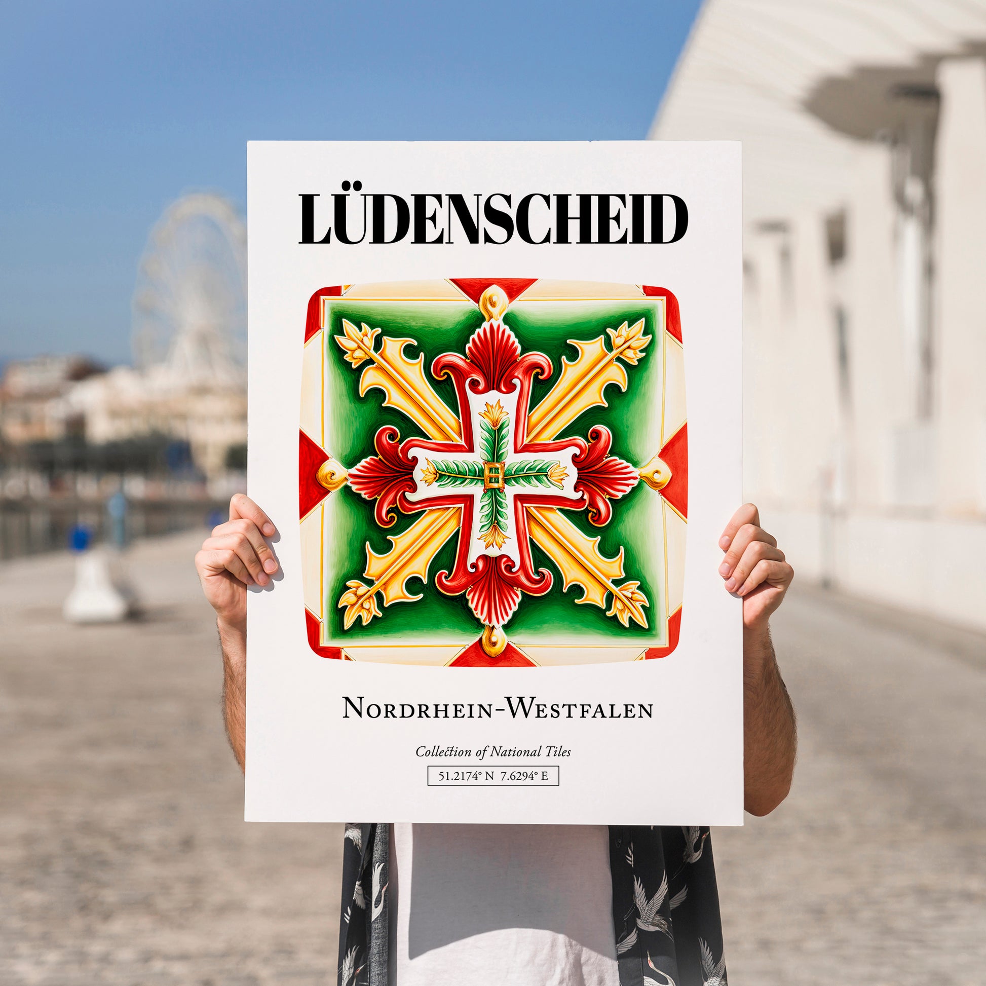 Lüdenscheid, Germany – Travel Poster, no-text version framed in wood