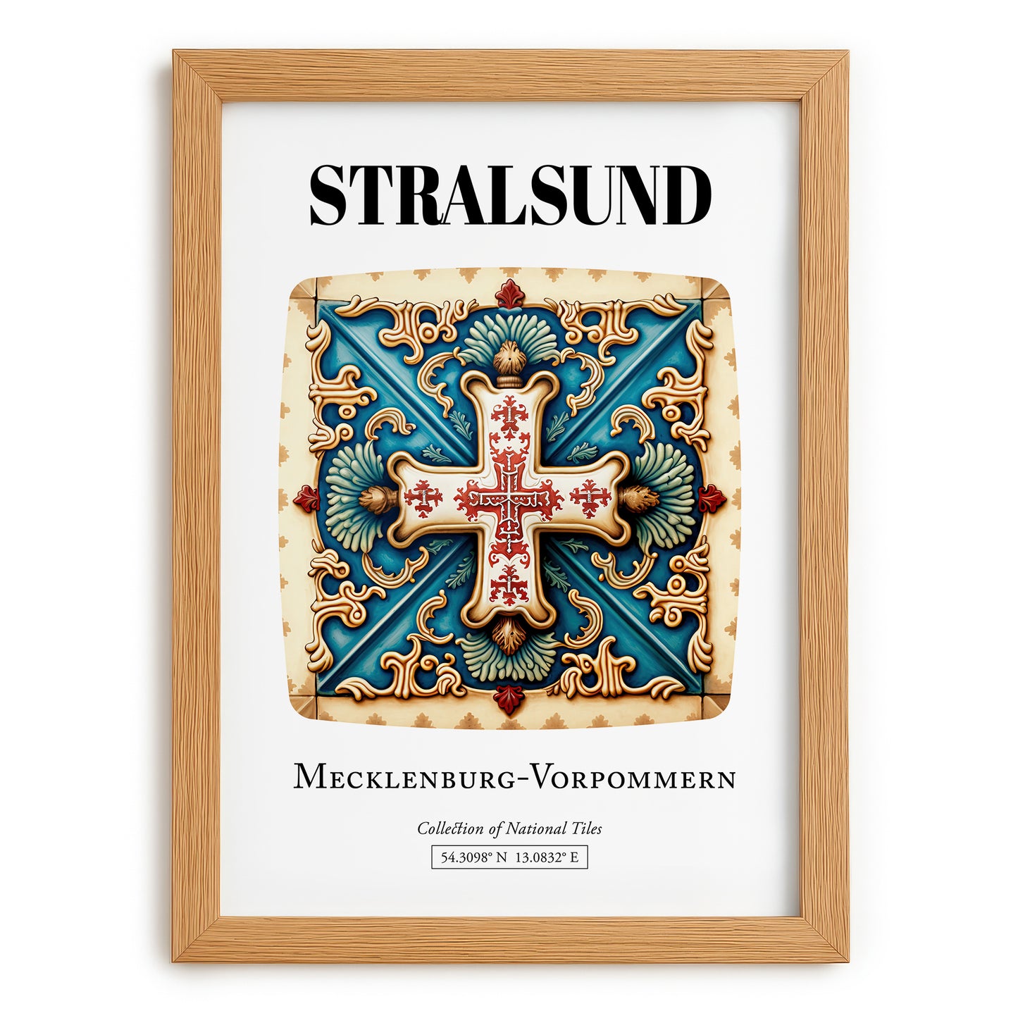 Stralsund, Germany – Architectural Travel Art, set in oak frame