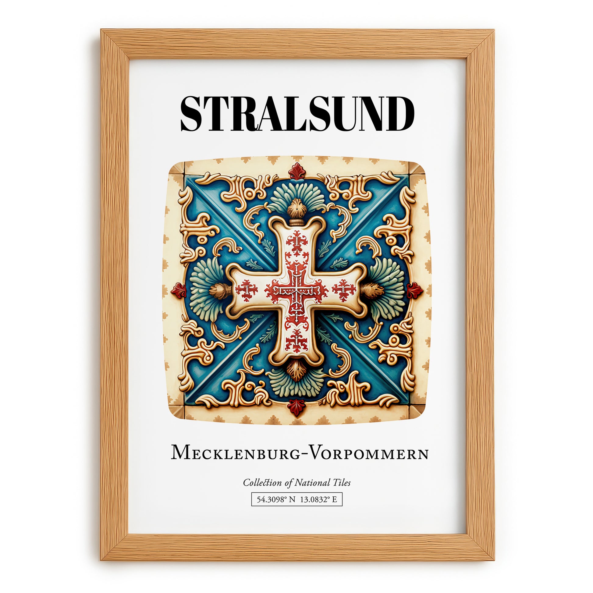 Stralsund, Germany – Architectural Travel Art, set in oak frame