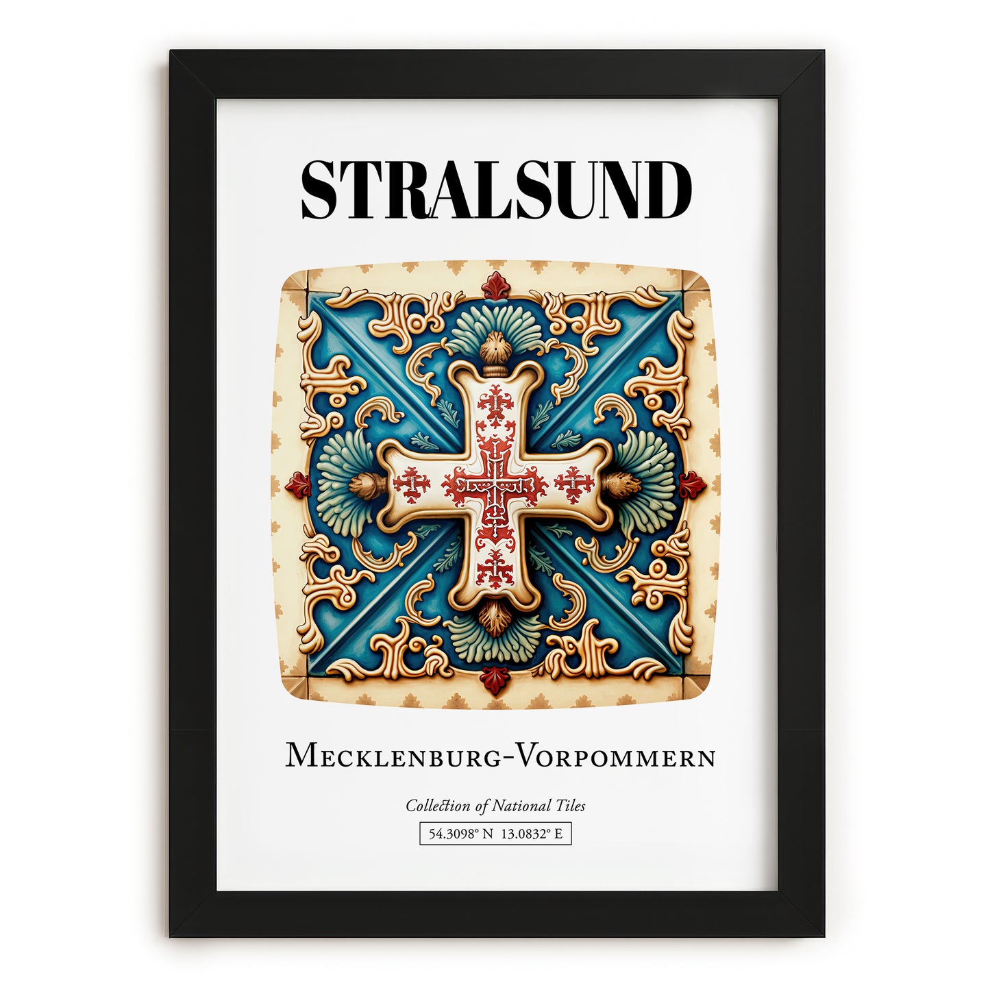 Stralsund, Germany – Architectural Travel Art, in sleek black frame