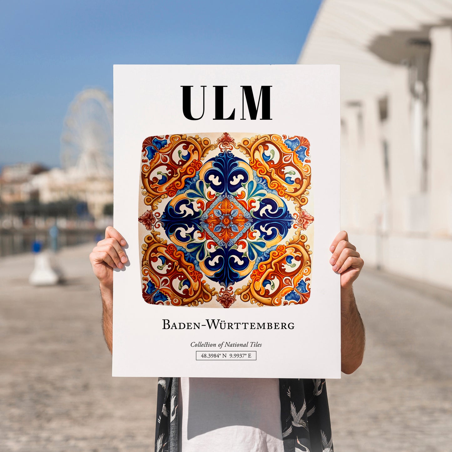 Ulm, Germany – Travel Print, no-text version framed in wood