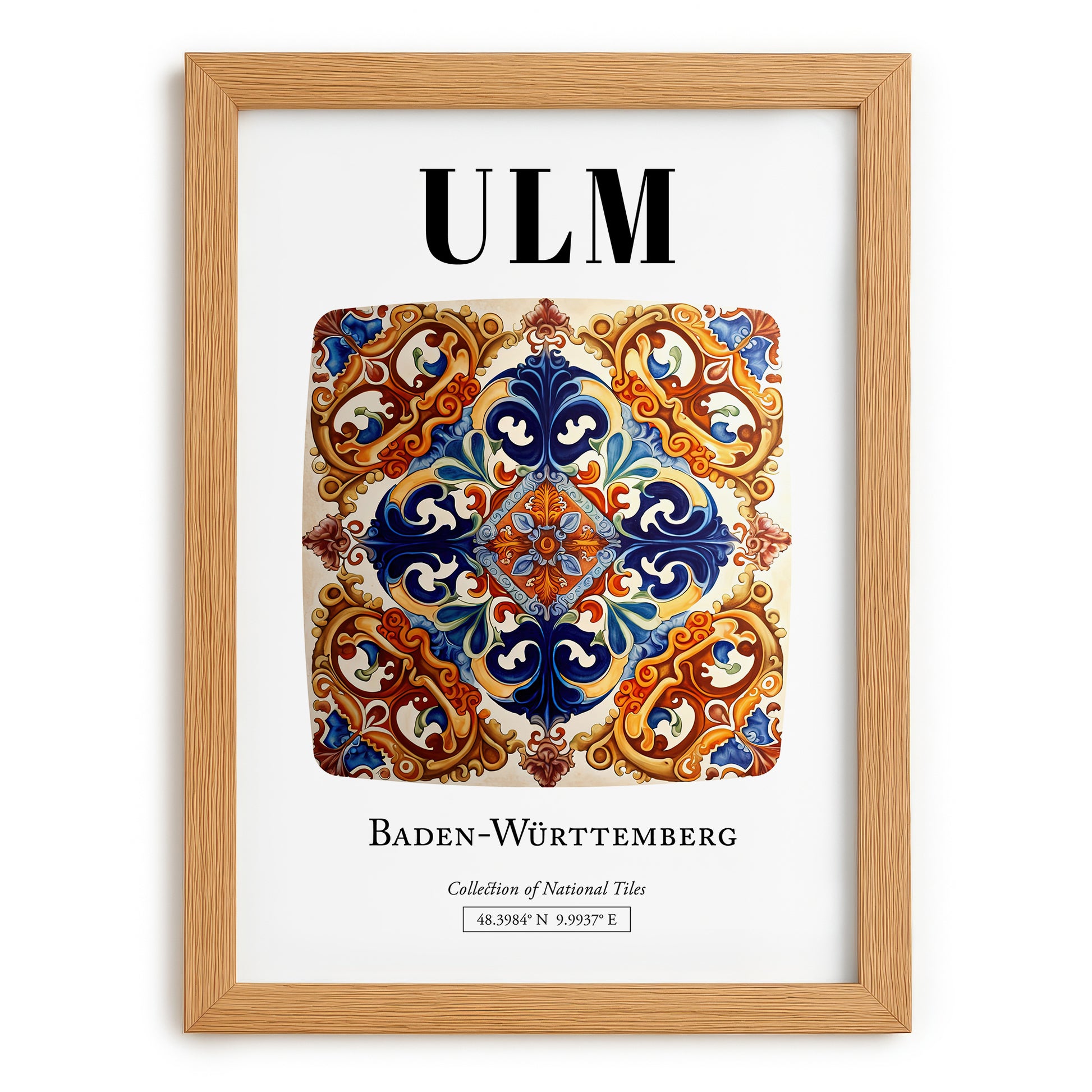 Ulm, Germany – Travel Print, set in oak frame