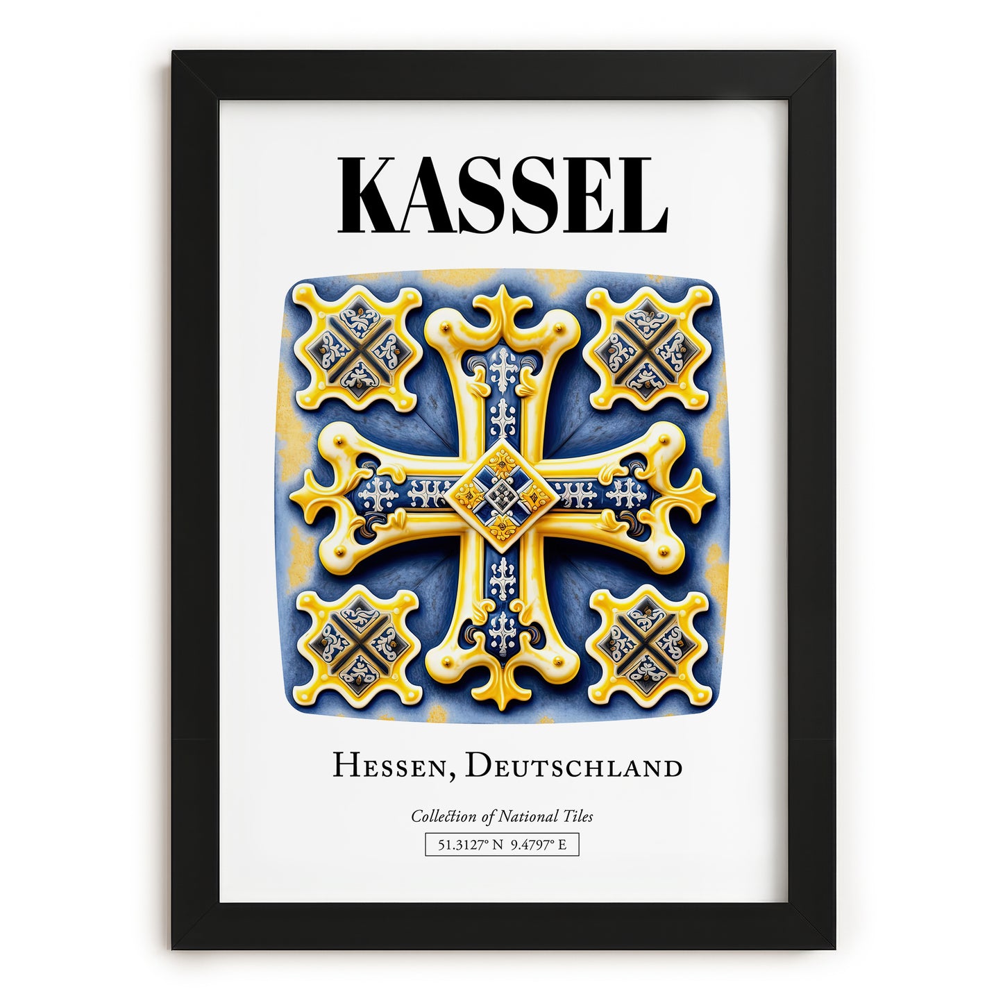 Kassel, Germany – Cultural Heritage Wall Art, in sleek black frame