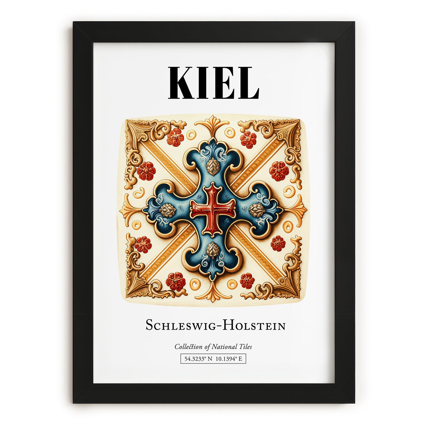 Kiel, Germany – Travel Print, in sleek black frame