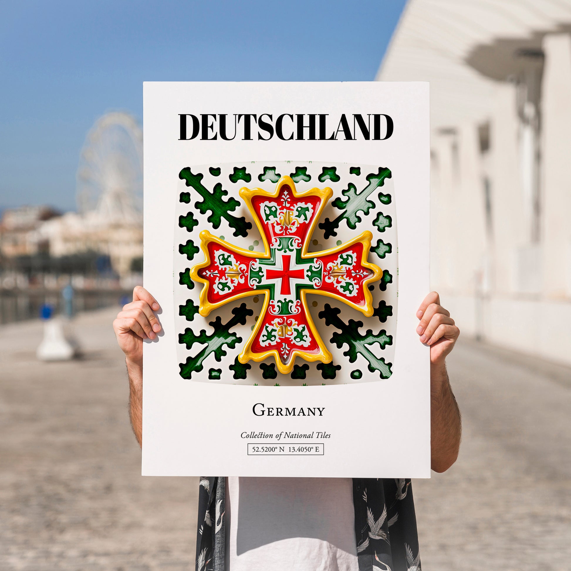 Deutschland, Germany – Global Cities Wall Print, no-text version framed in wood