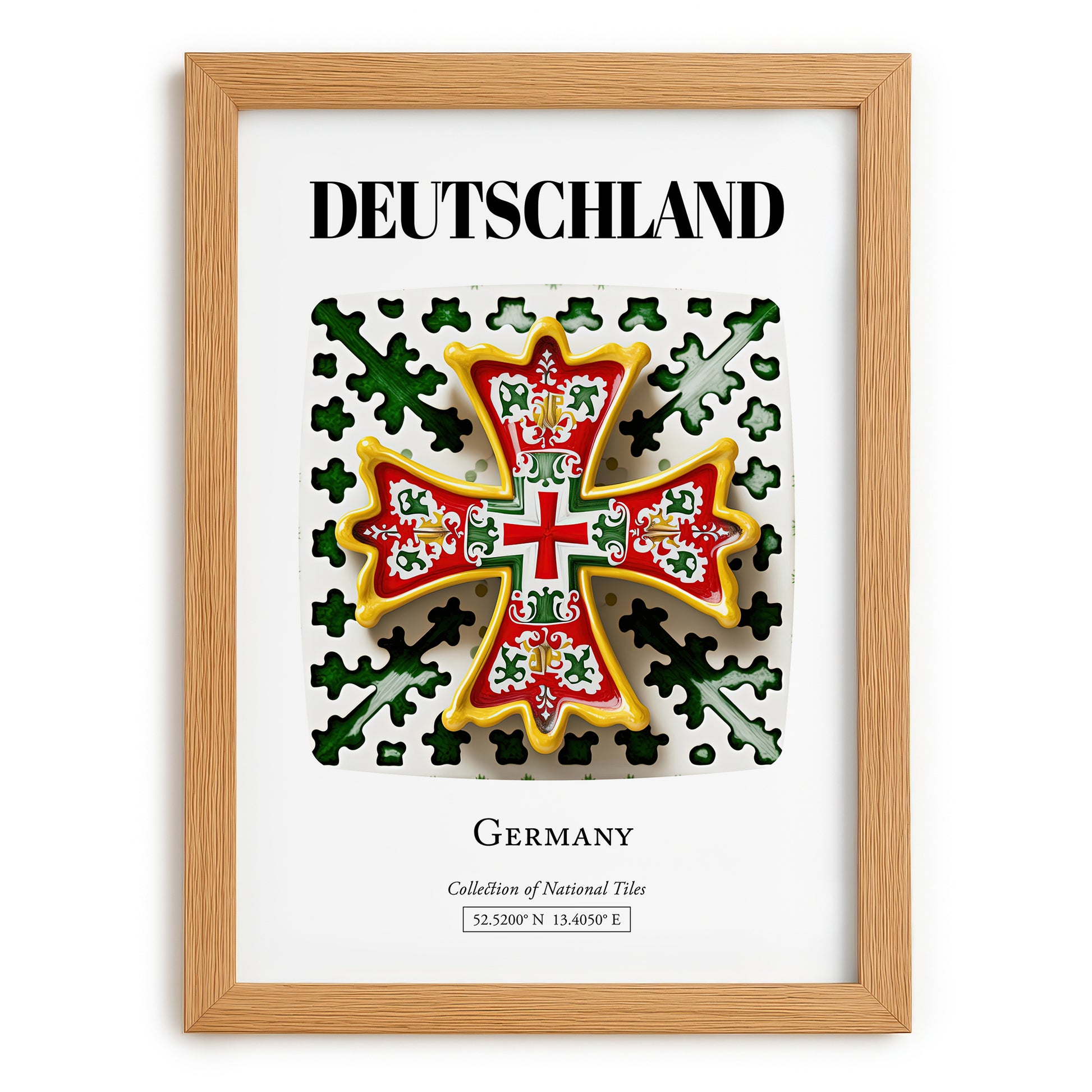 Deutschland, Germany – Global Cities Wall Print, set in oak frame