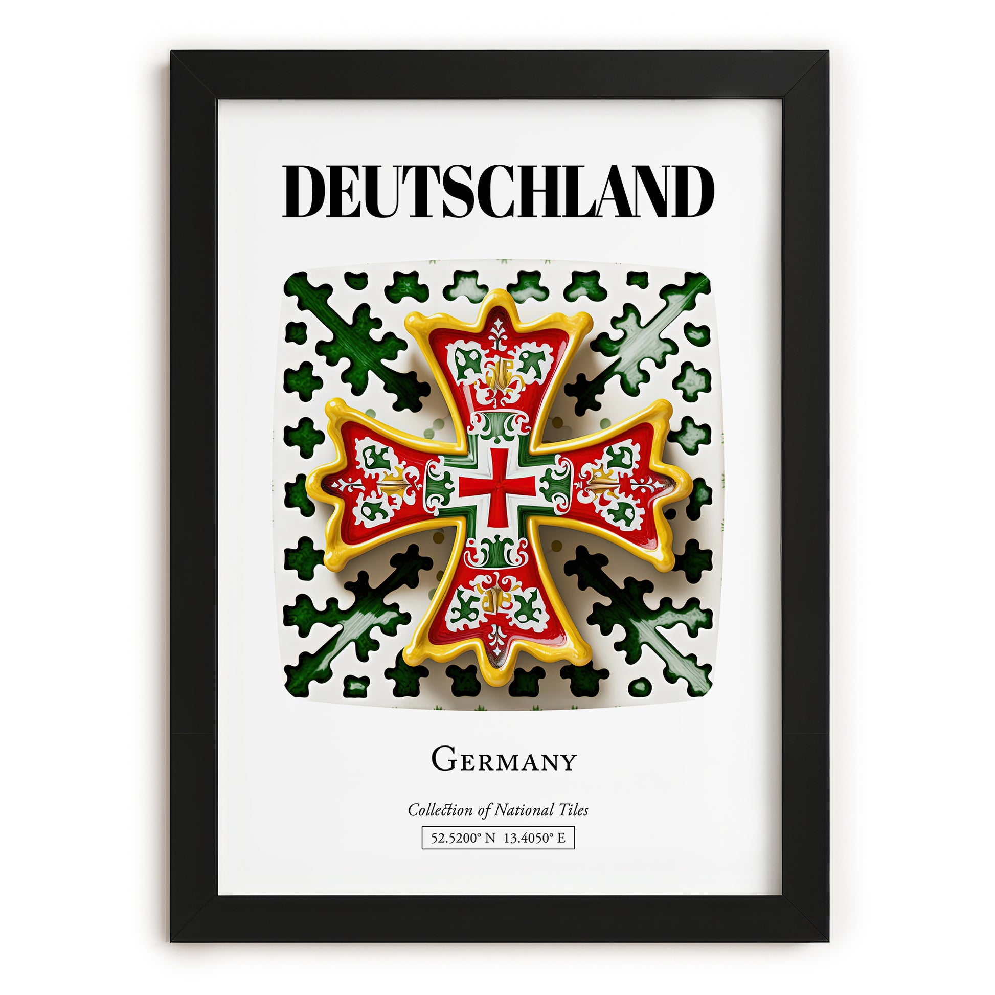 Deutschland, Germany – Global Cities Wall Print, in sleek black frame