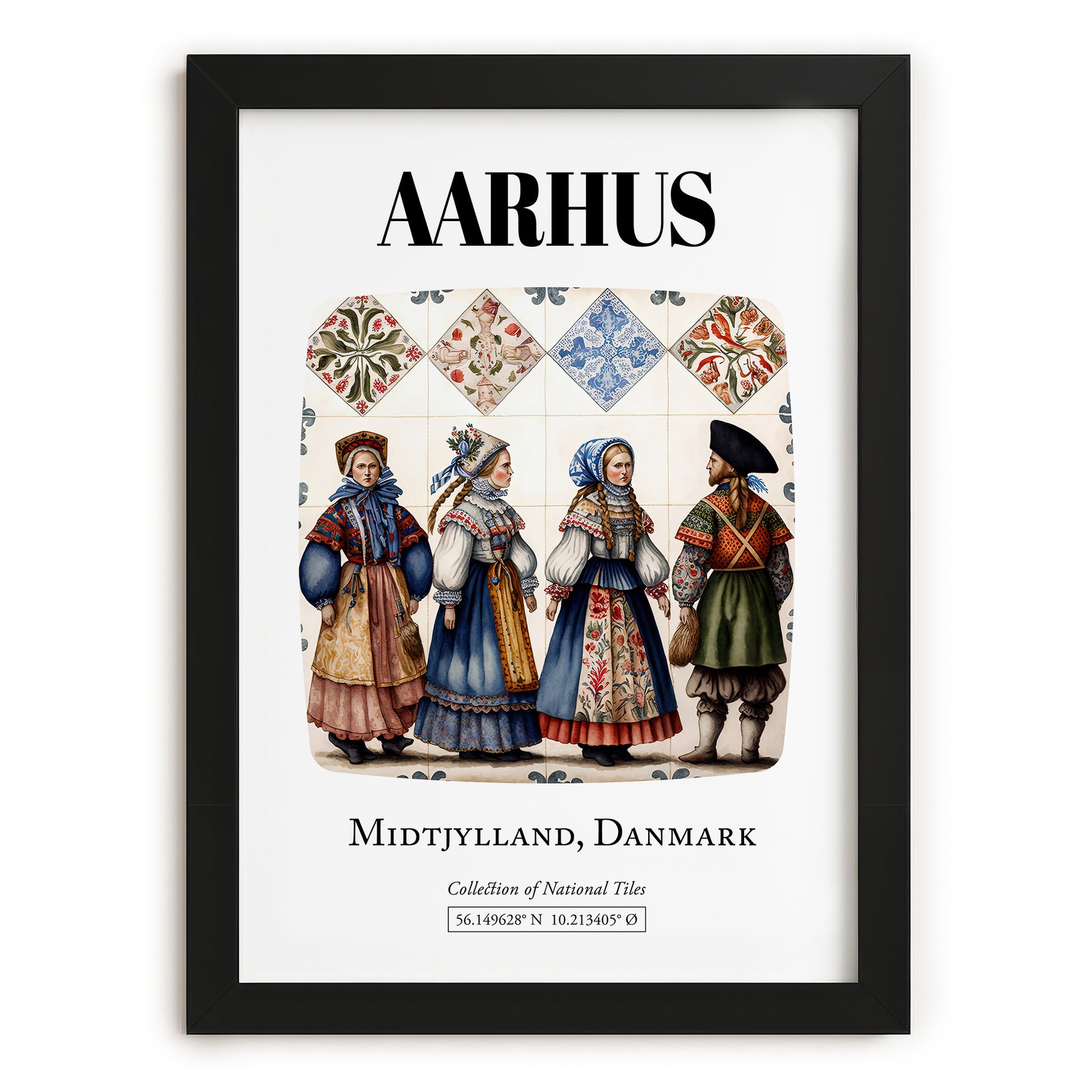 Aarhus, Denmark – Minimalist Travel Print, in sleek black frame
