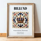 Billund, Denmark – Travel Destination Art, in wooden frame leaning on the floor