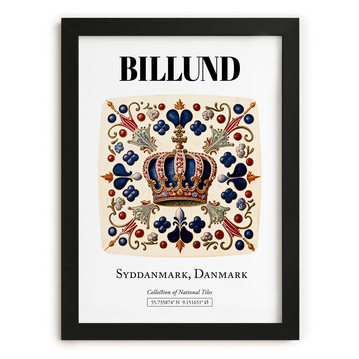 Billund, Denmark – Travel Destination Art, in sleek black frame