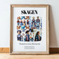 Skagen, Denmark – Travel Poster, in wooden frame leaning on the floor