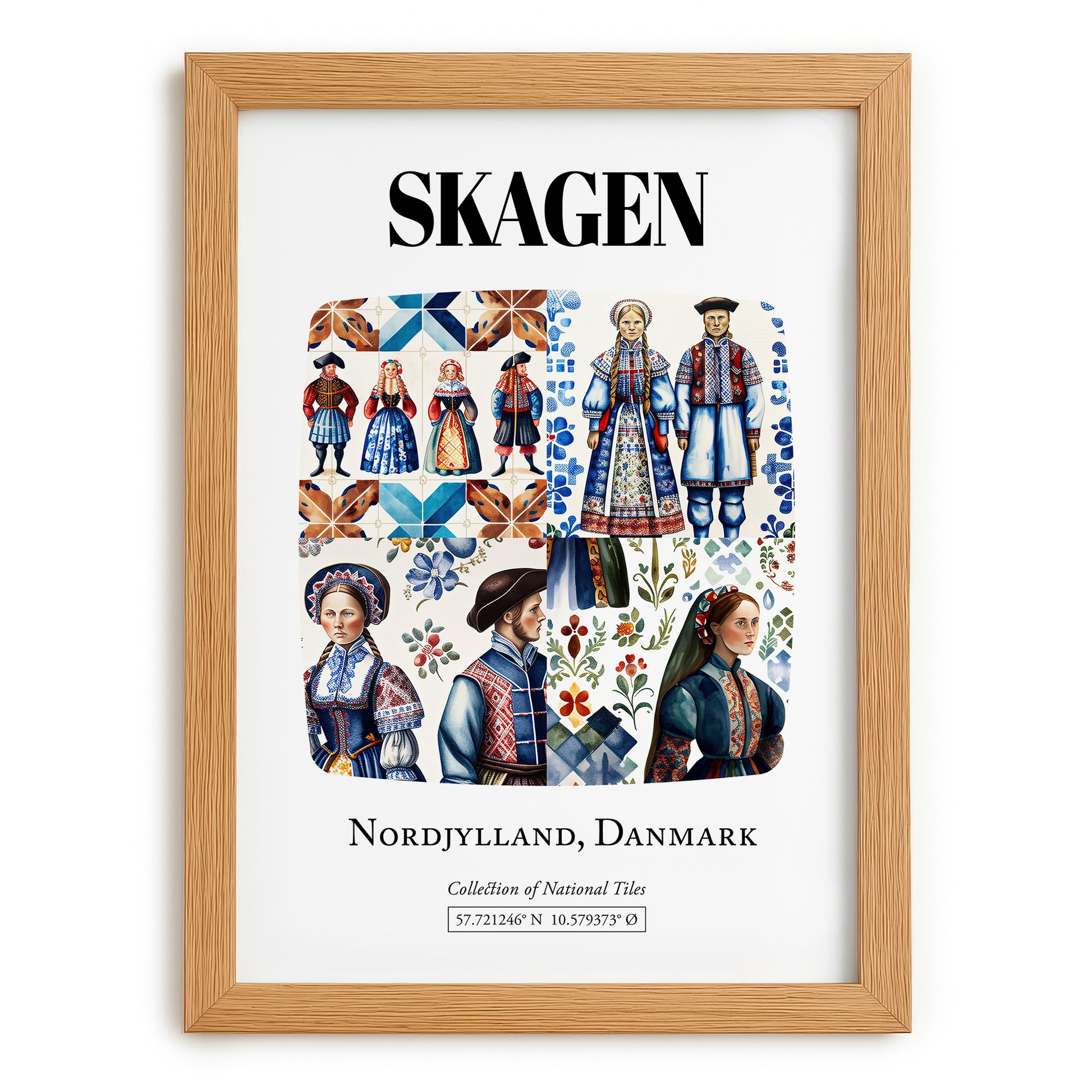 Skagen, Denmark – Travel Poster, set in oak frame