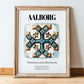 Aalborg, Denmark – Travel Wall Art, in wooden frame leaning on the floor