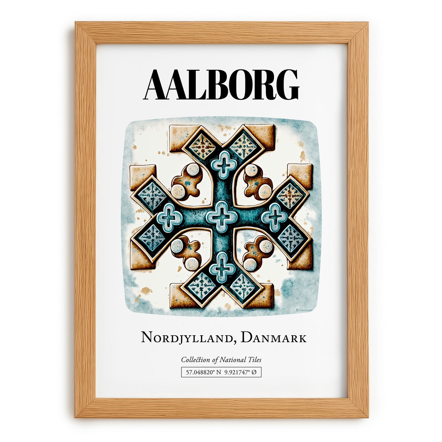 Aalborg, Denmark – Travel Wall Art, set in oak frame