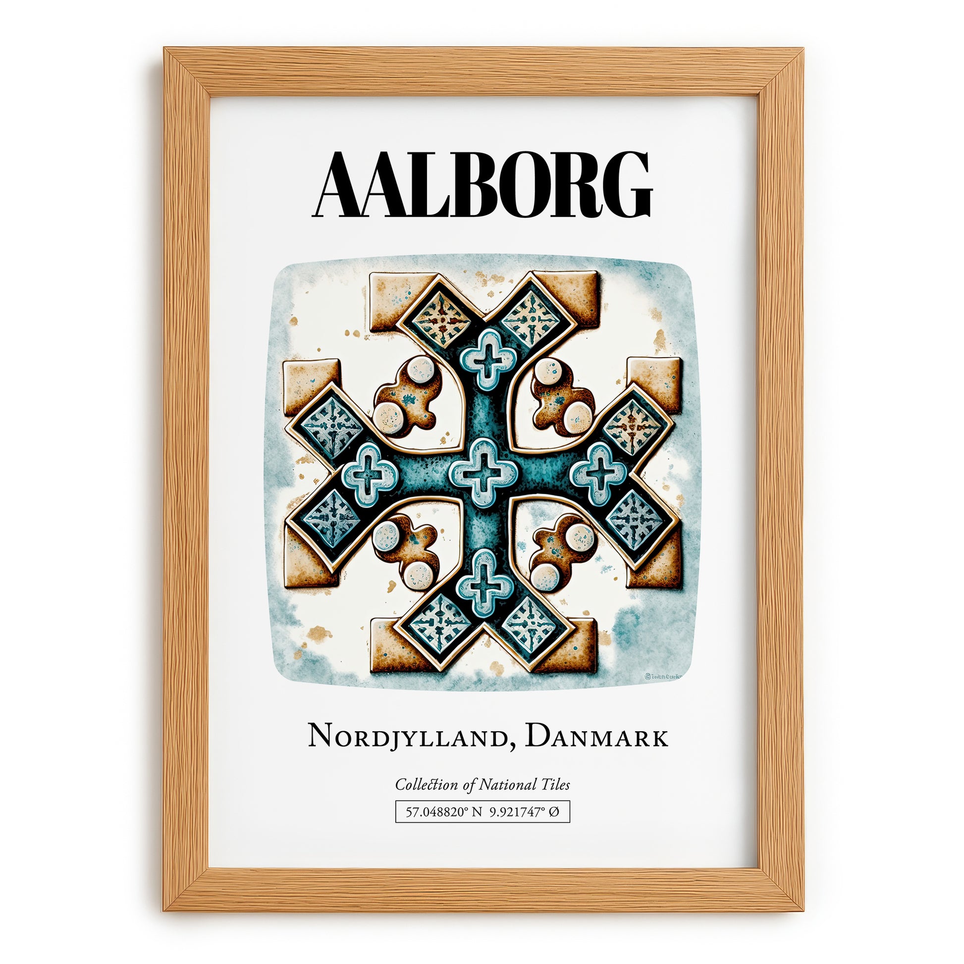 Aalborg, Denmark – Travel Wall Art, set in oak frame