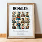 Roskilde, Denmark – Travel Poster, in wooden frame leaning on the floor