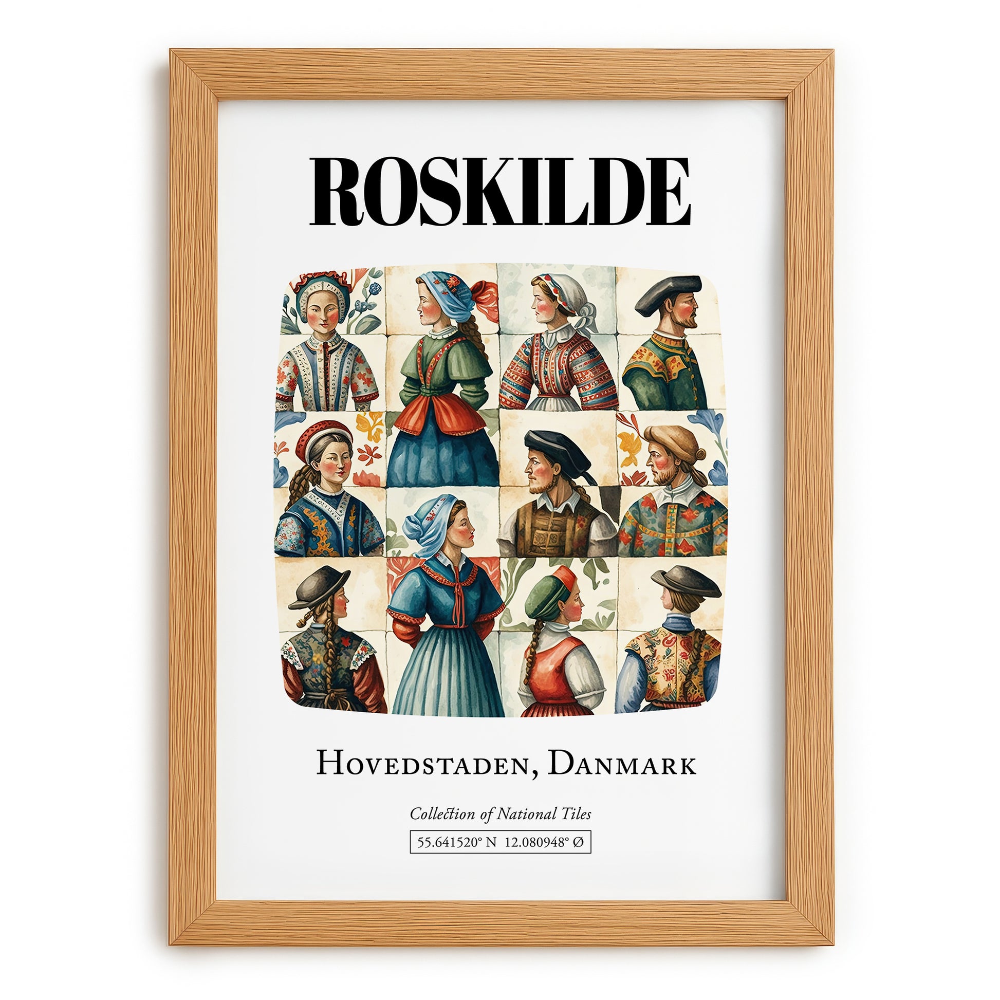 Roskilde, Denmark – Travel Poster, set in oak frame