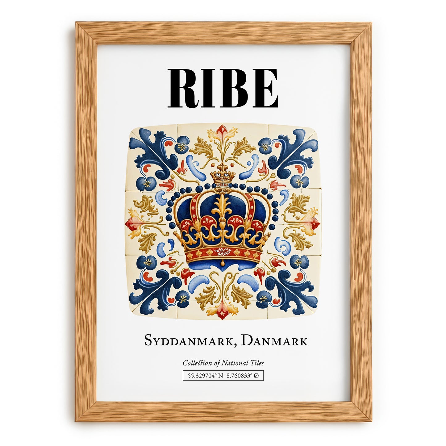 Ribe, Denmark – Travel Poster, set in oak frame