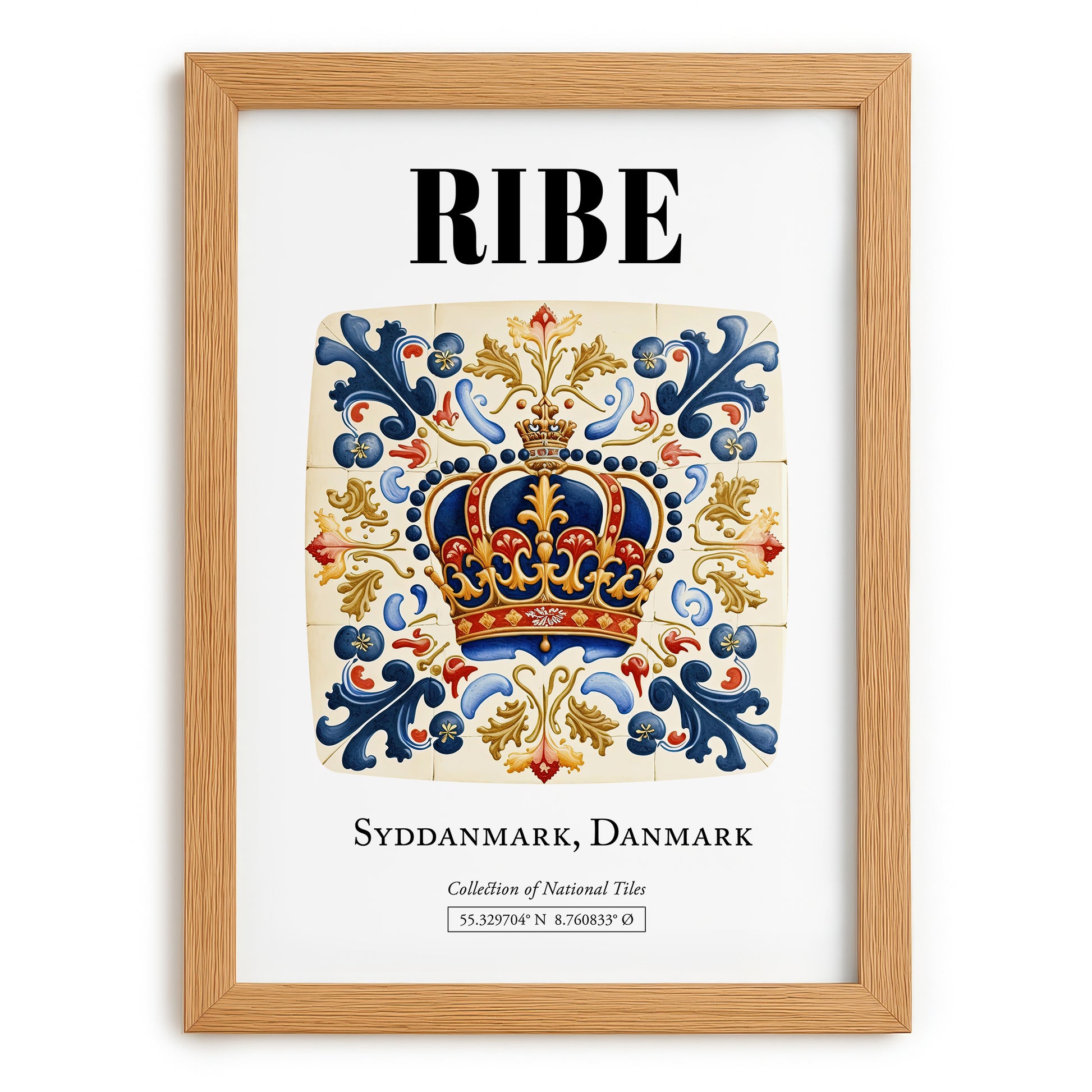Ribe, Denmark – Travel Poster, set in oak frame