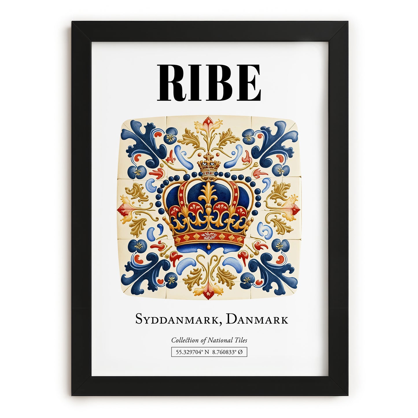 Ribe, Denmark – Travel Poster, in sleek black frame