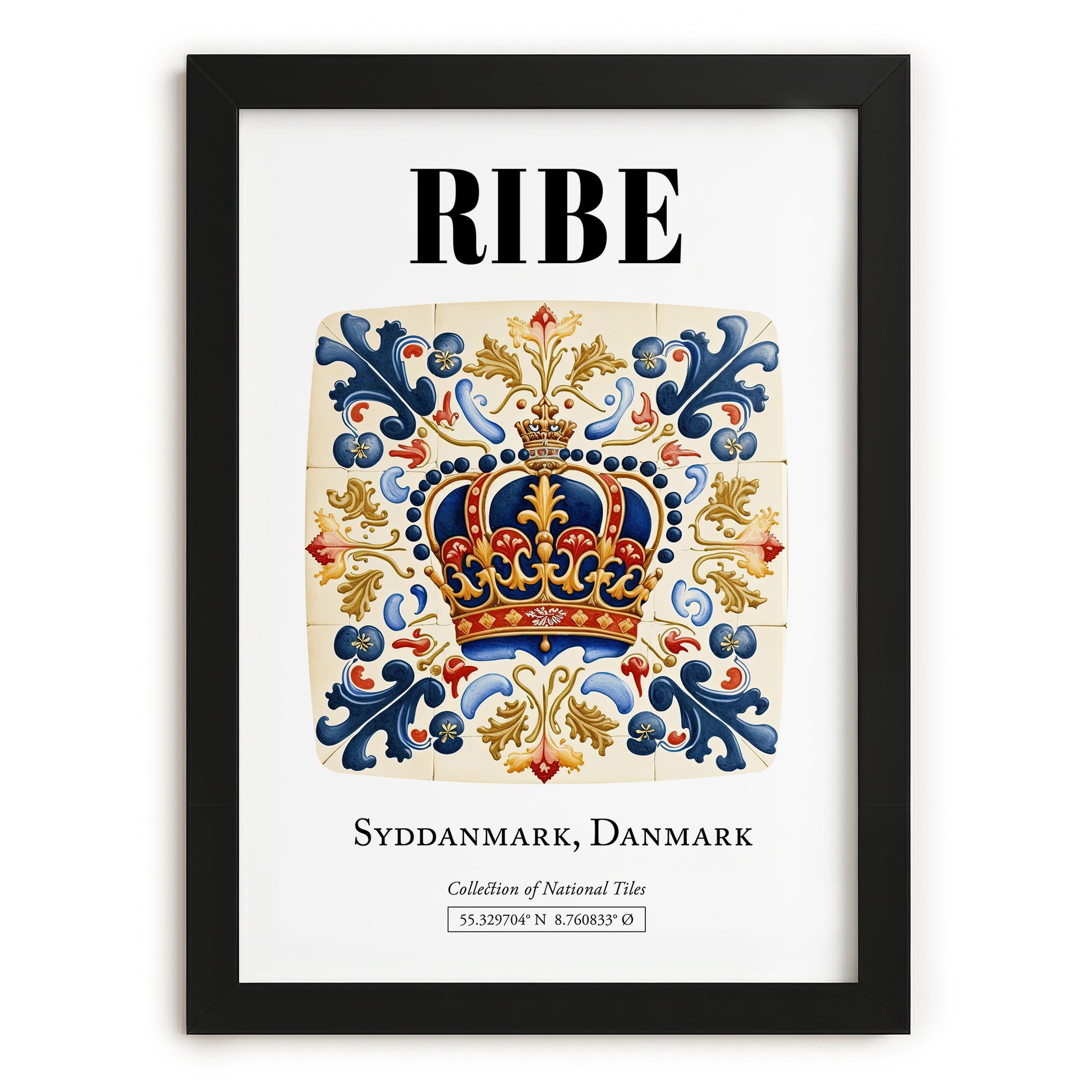 Ribe, Denmark – Travel Poster, in sleek black frame