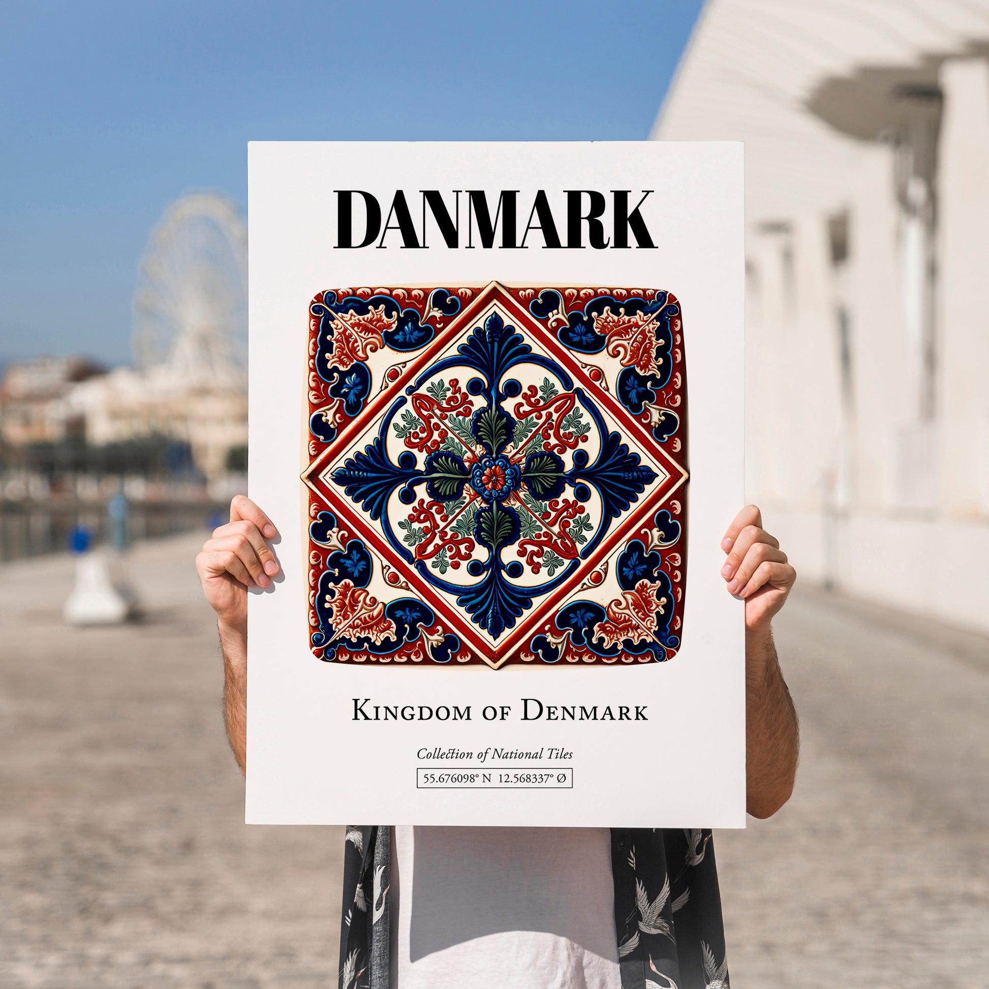 Danmark, Denmark – World Heritage Travel Poster, no-text version framed in wood