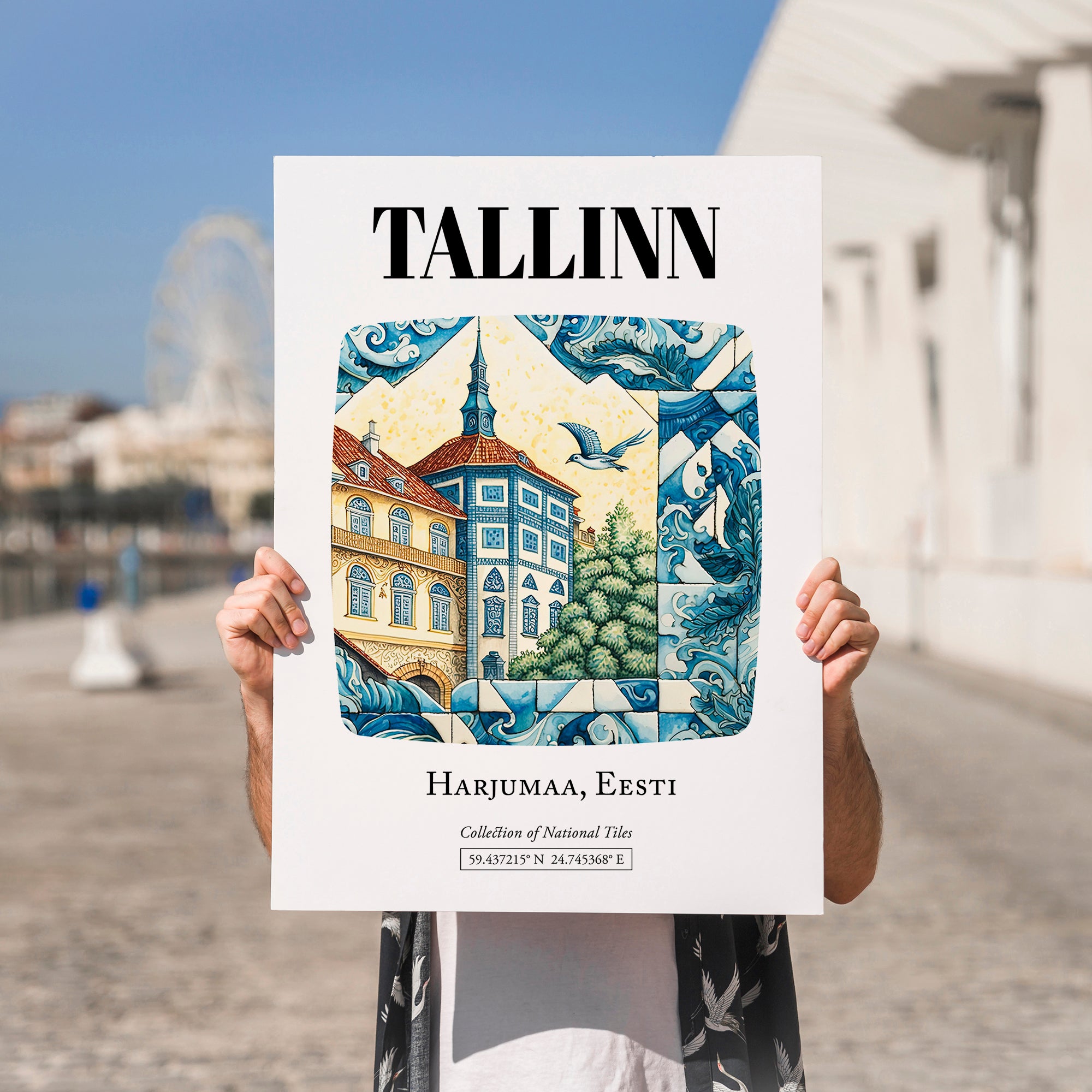 Tallinn, Estonia – Wanderlust Wall Decor, no-text version framed in wood
