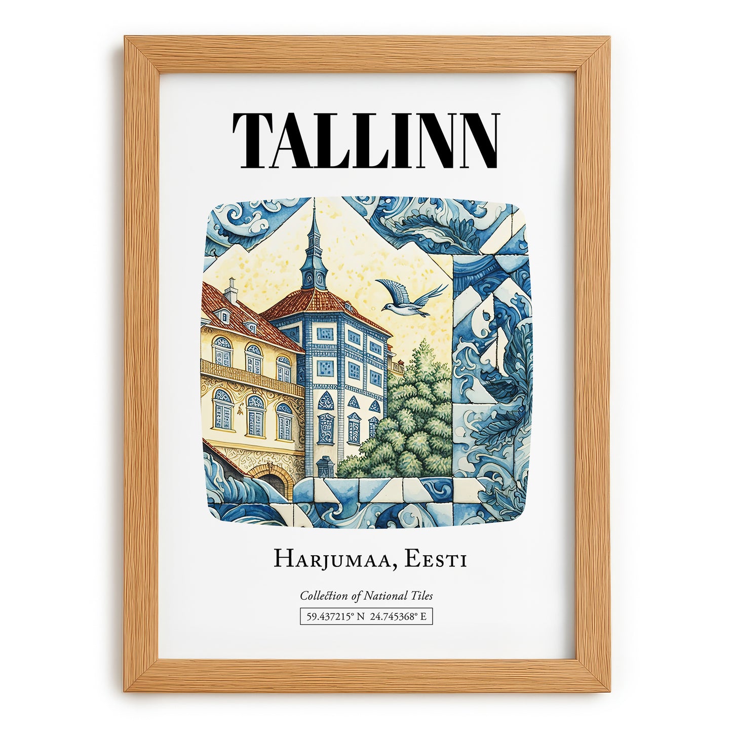 Tallinn, Estonia – Wanderlust Wall Decor, set in oak frame