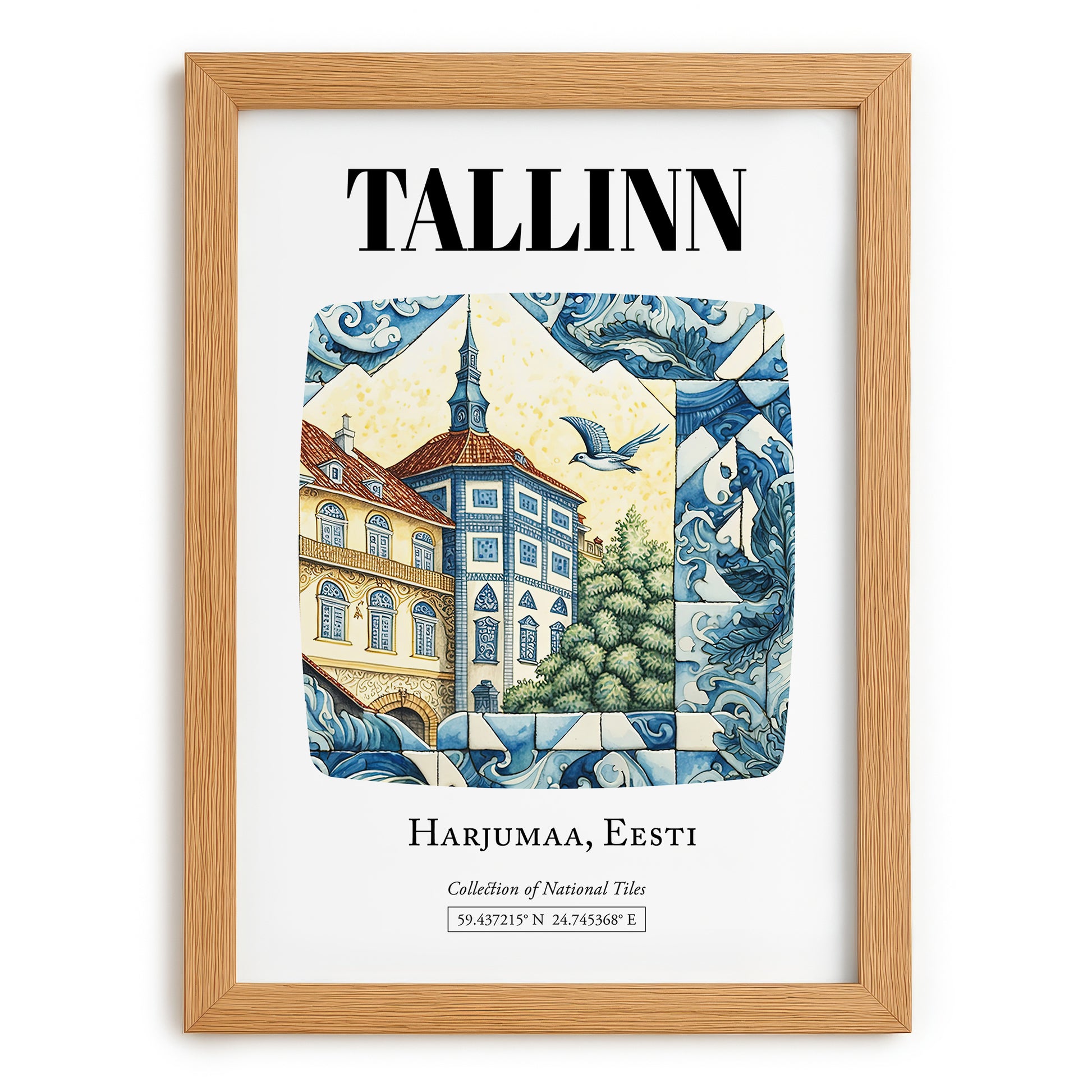 Tallinn, Estonia – Wanderlust Wall Decor, set in oak frame
