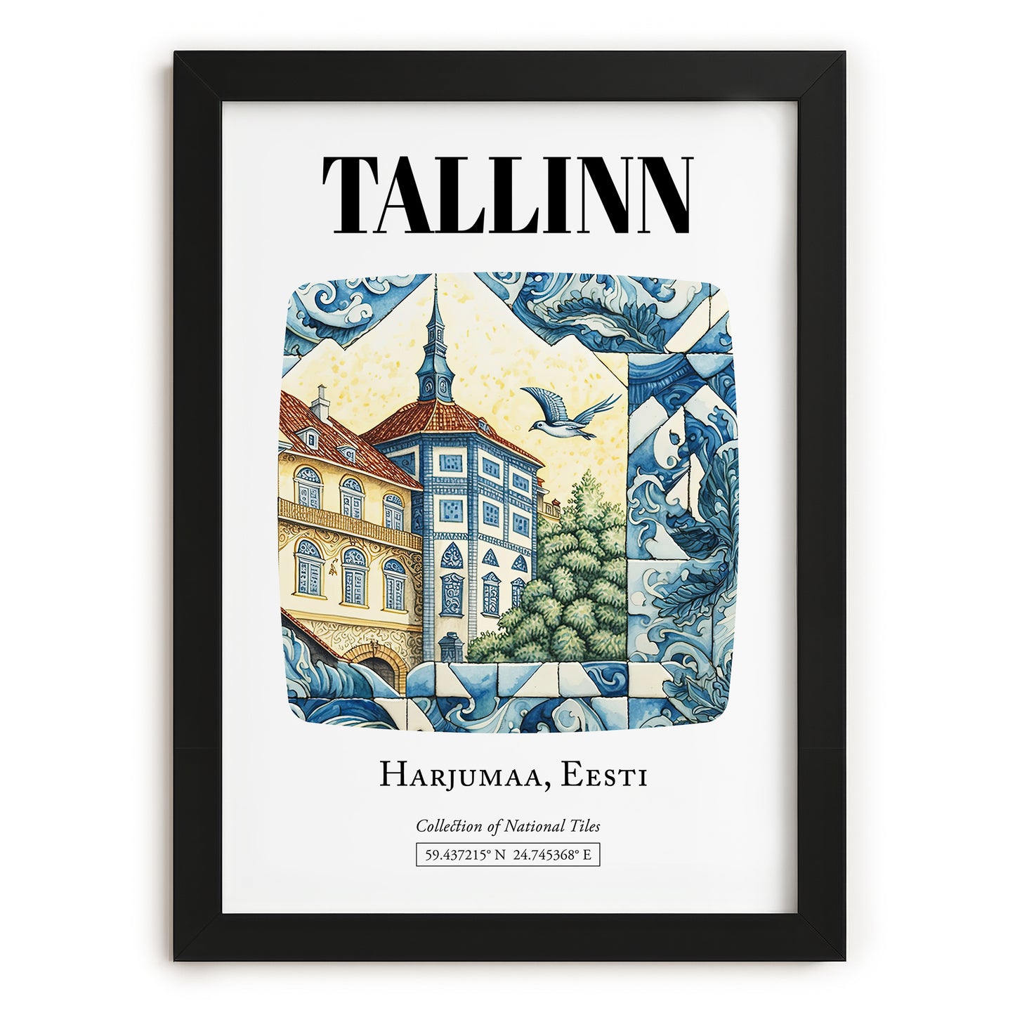 Tallinn, Estonia – Wanderlust Wall Decor, in sleek black frame