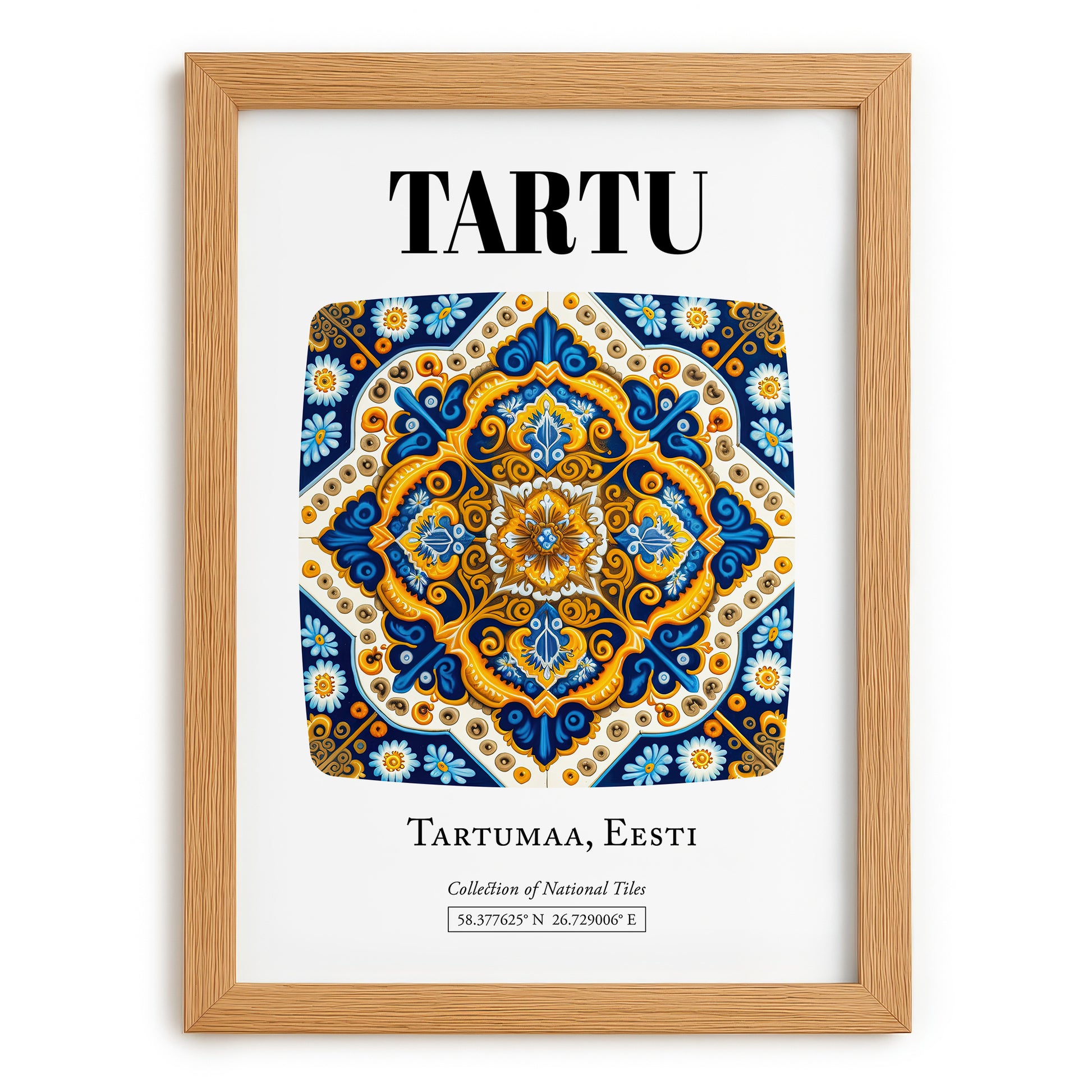Tartu, Estonia – World Travel Art, set in oak frame