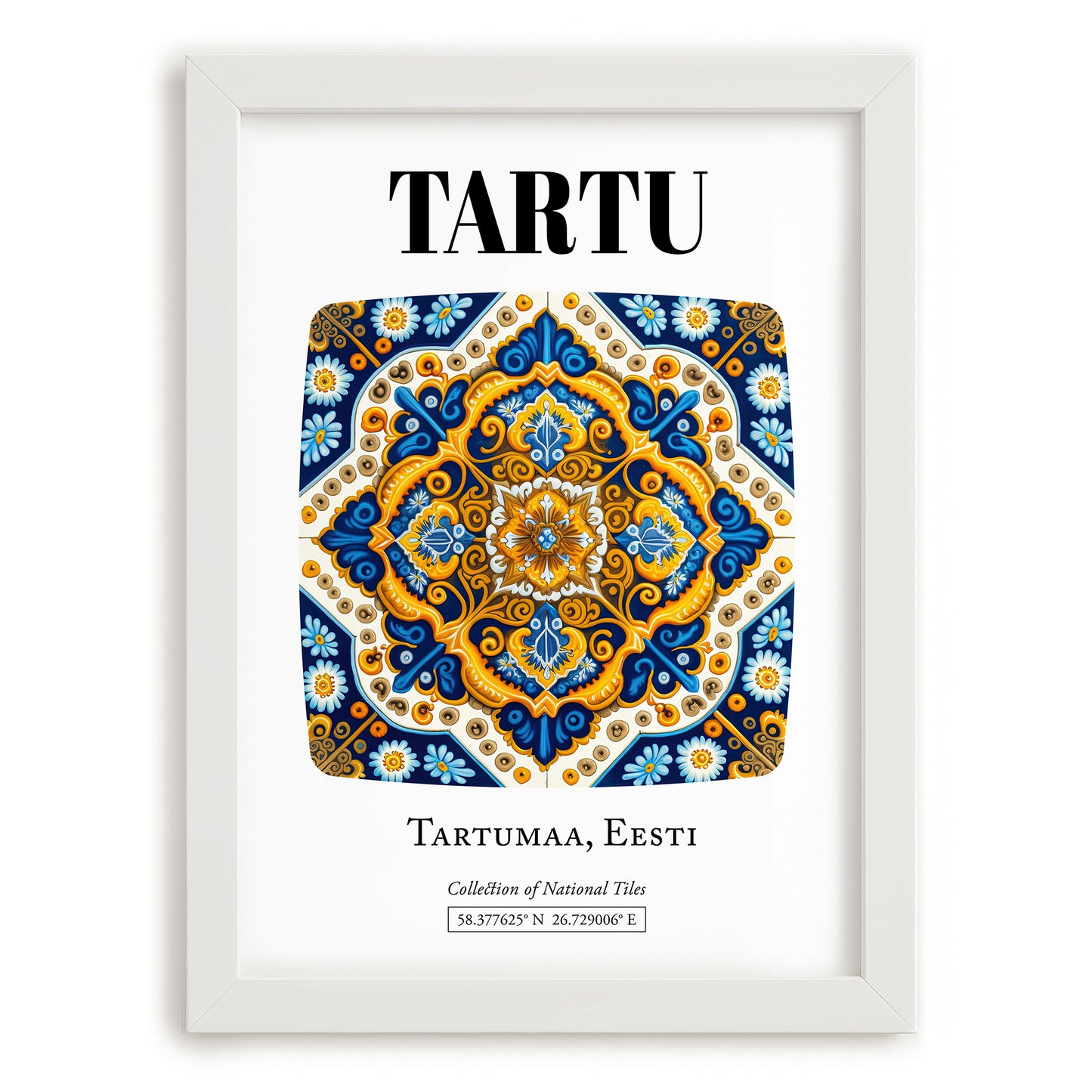 Tartu, Estonia – World Travel Art, placed in minimal white frame