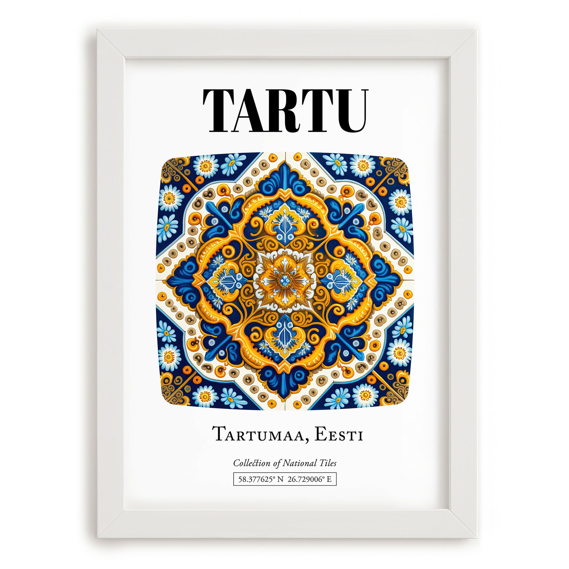 Tartu, Estonia – World Travel Art, placed in minimal white frame