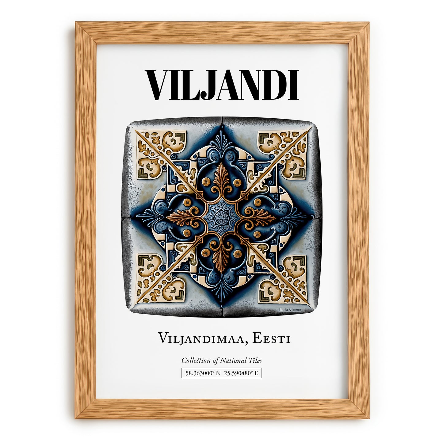 Viljandi, Estonia – Architectural Travel Art, set in oak frame