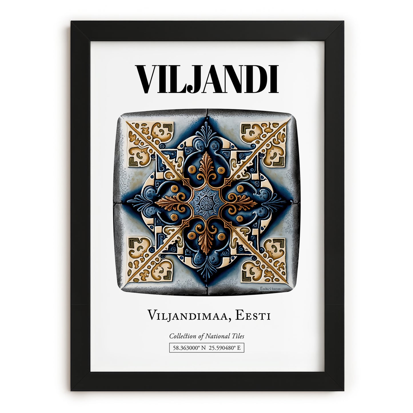 Viljandi, Estonia – Architectural Travel Art, in sleek black frame