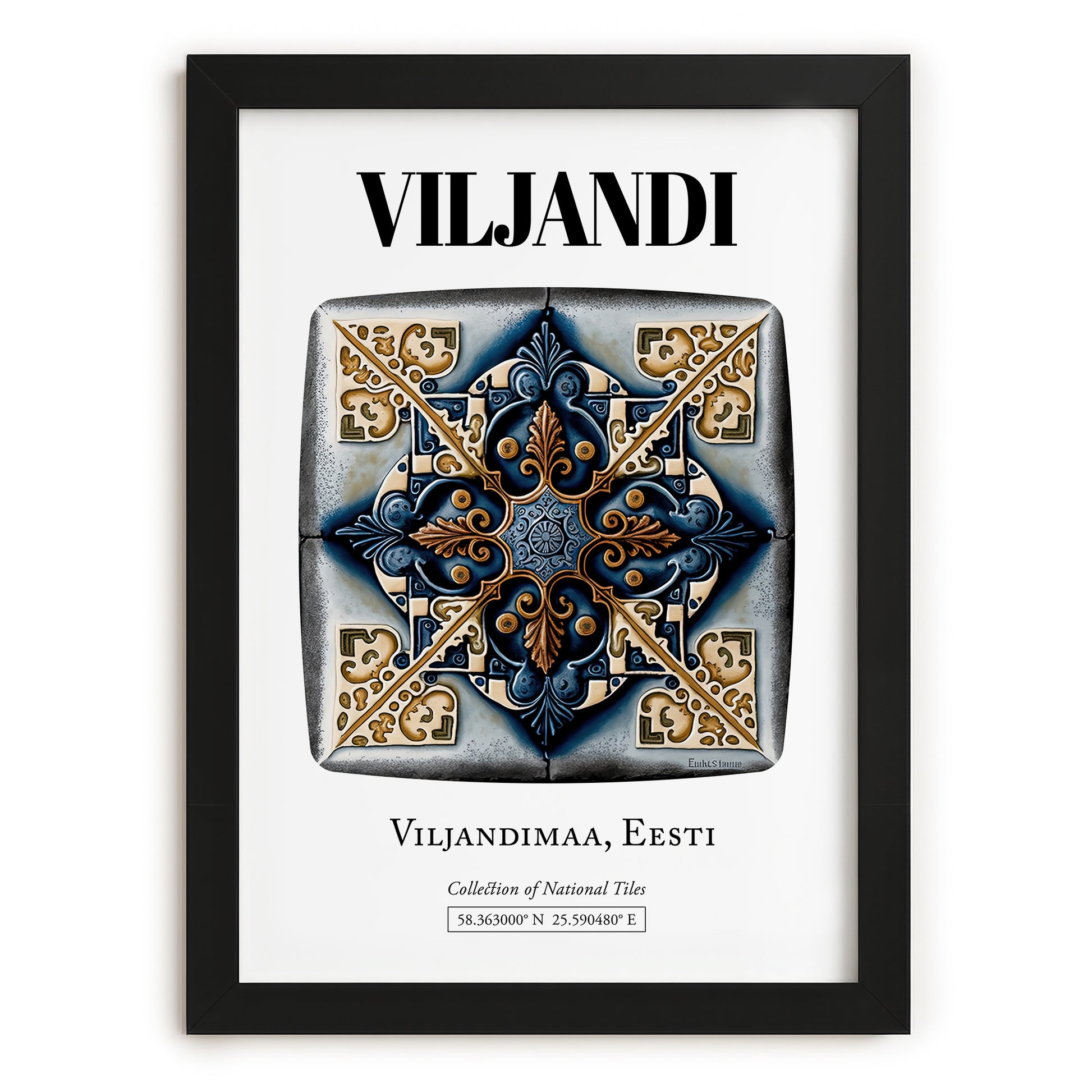Viljandi, Estonia – Architectural Travel Art, in sleek black frame