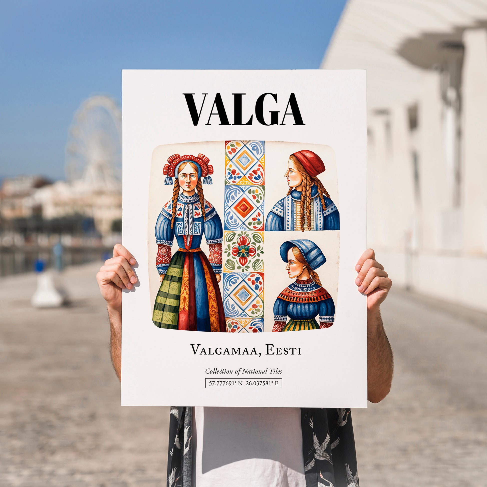 Valga, Estonia – National Pride Wall Decor, no-text version framed in wood