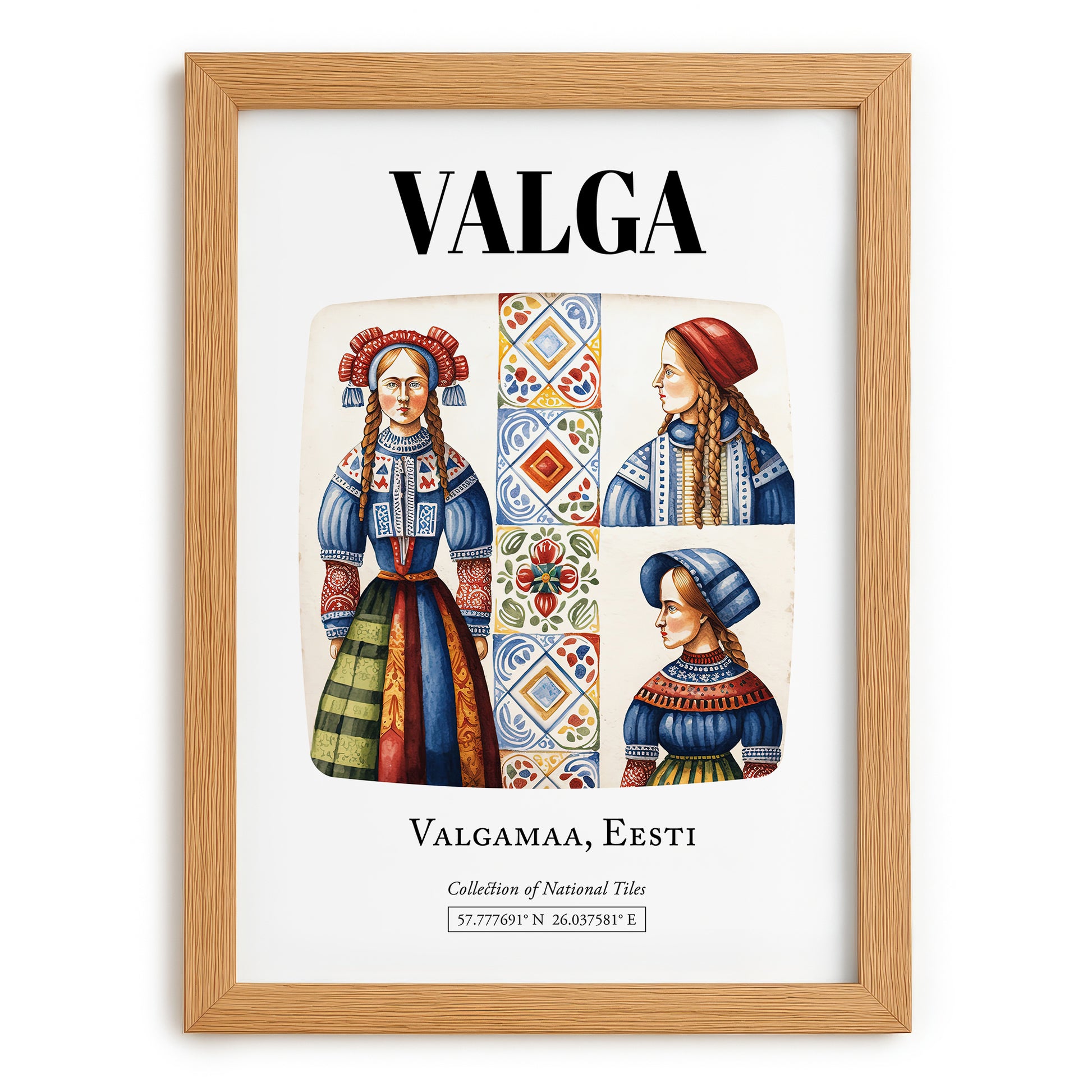Valga, Estonia – National Pride Wall Decor, set in oak frame