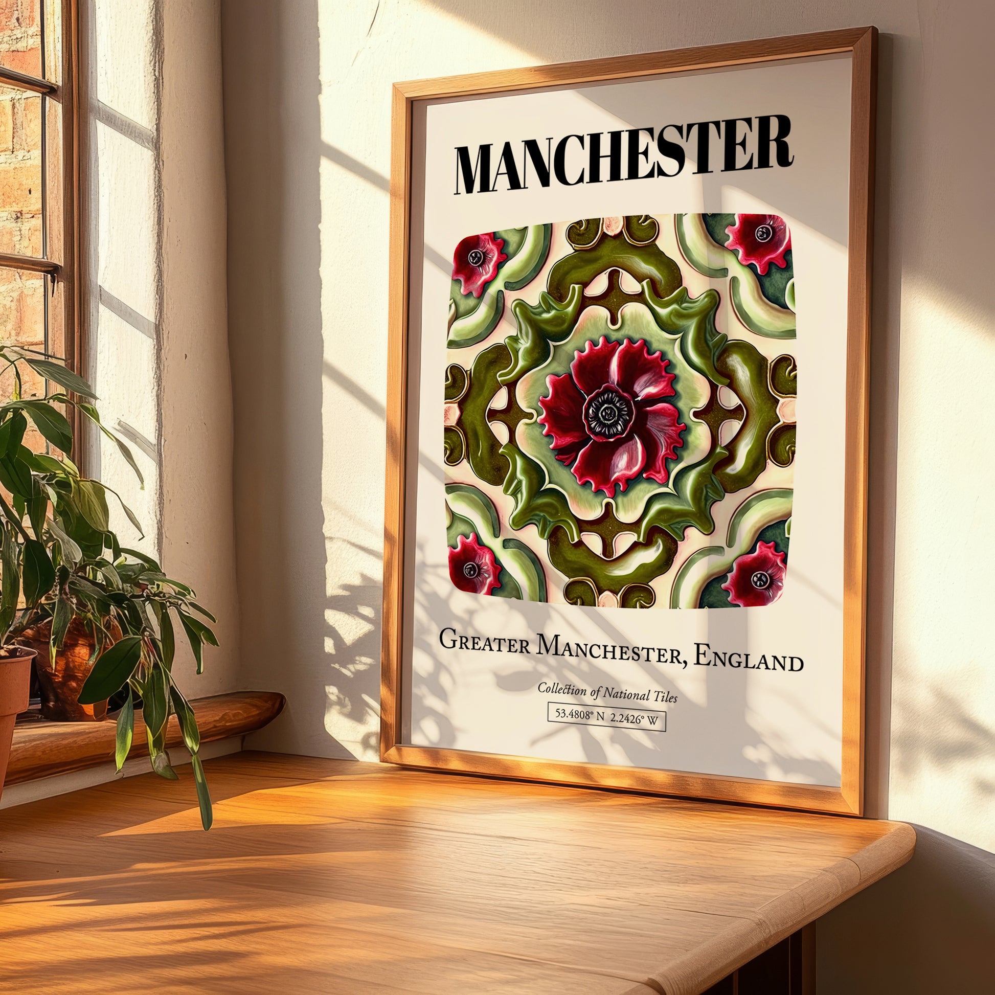 Manchester, England – Illustrated Travel Poster, clean layout with no caption