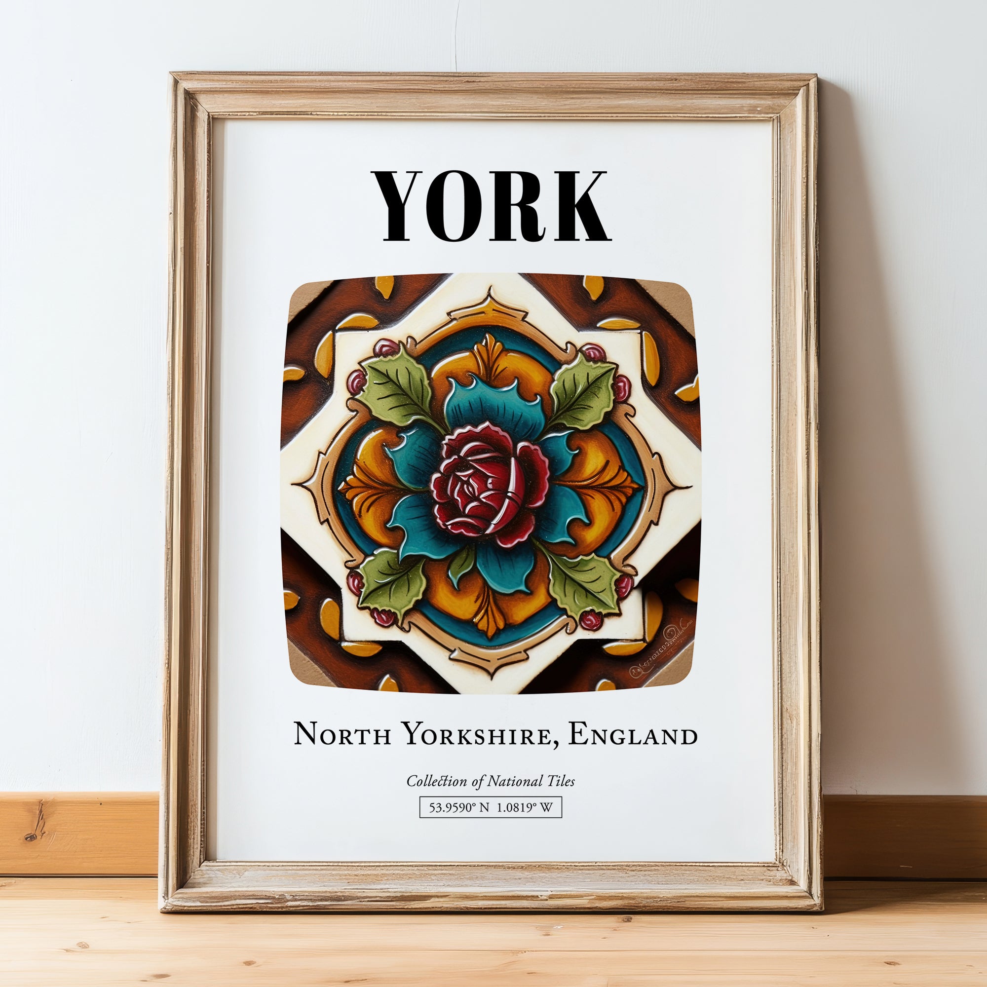 York, England – Travel Wall Art, in wooden frame leaning on the floor