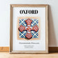 Oxford, England – Travel Poster, in wooden frame leaning on the floor