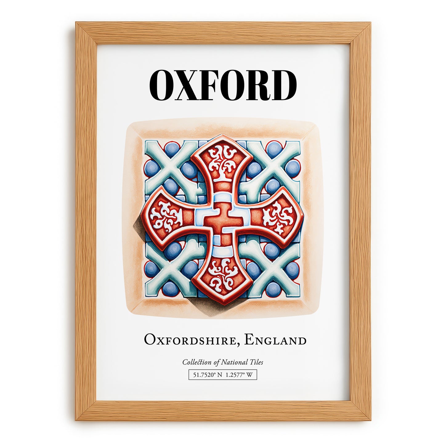 Oxford, England – Travel Poster, set in oak frame