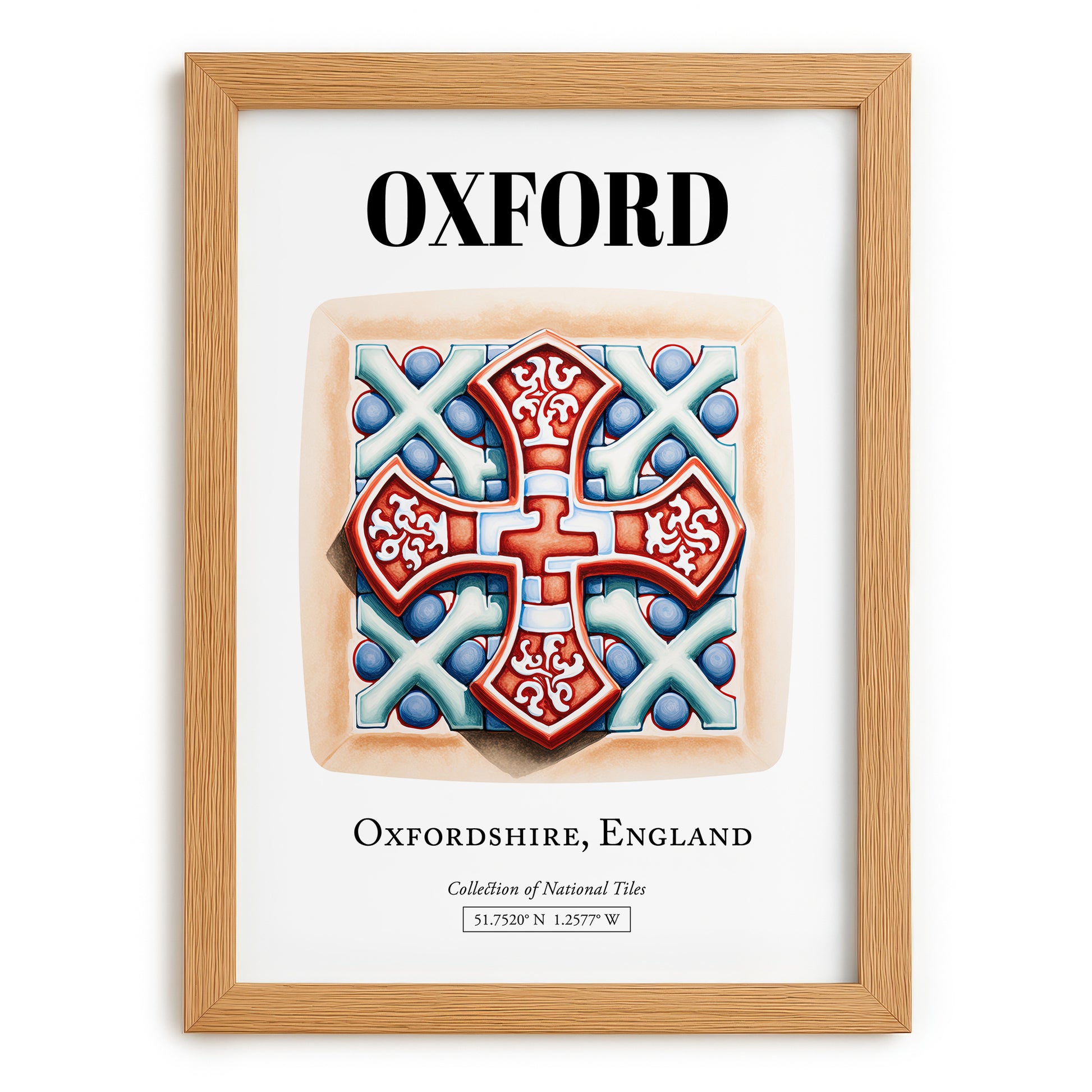 Oxford, England – Travel Poster, set in oak frame