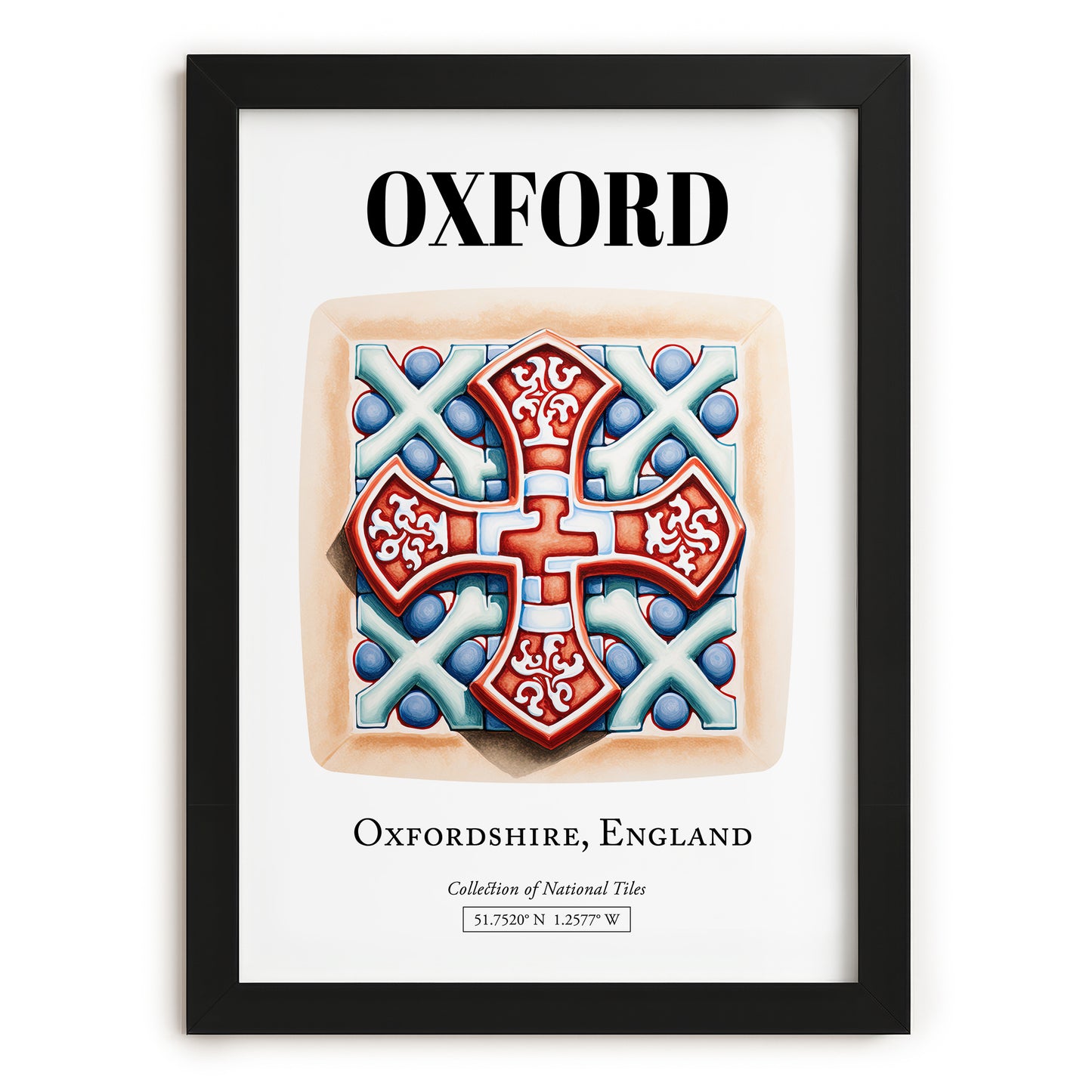 Oxford, England – Travel Poster, in sleek black frame