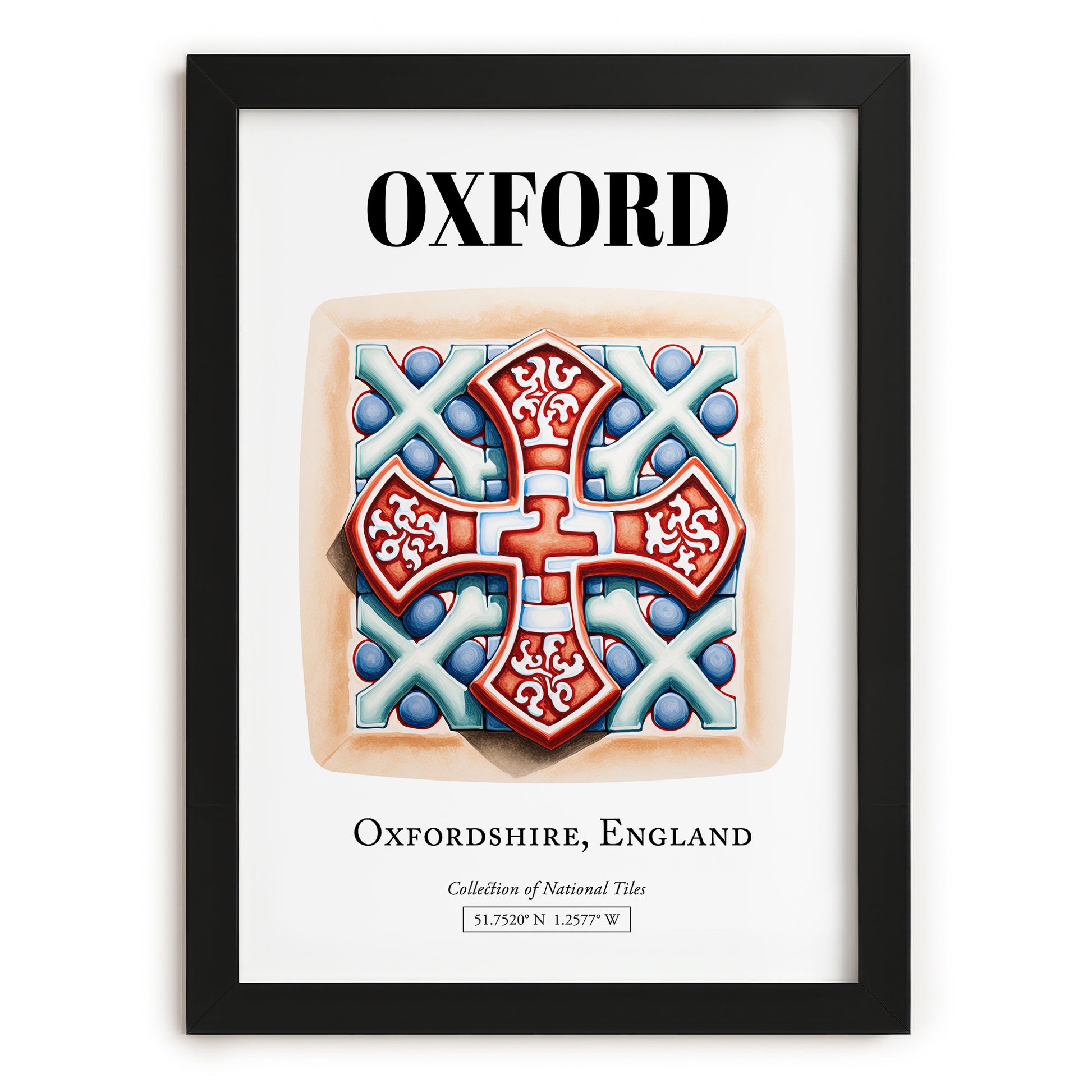 Oxford, England – Travel Poster, in sleek black frame