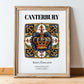Canterbury, England – Travel Poster, in wooden frame leaning on the floor