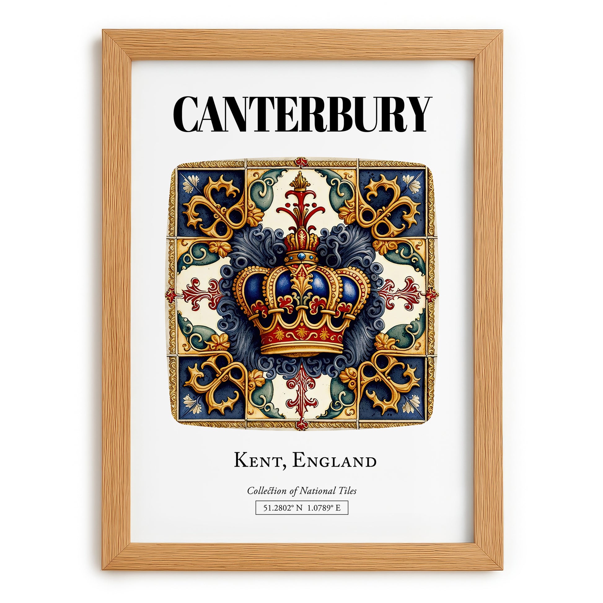Canterbury, England – Travel Poster, set in oak frame