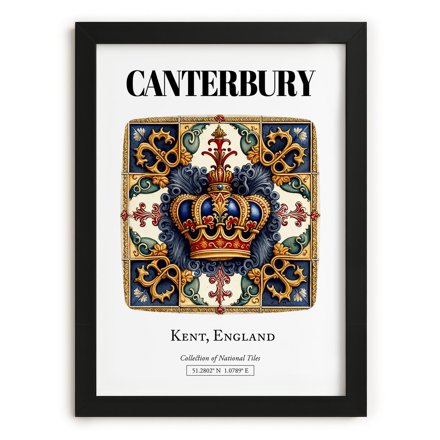 Canterbury, England – Travel Poster, in sleek black frame